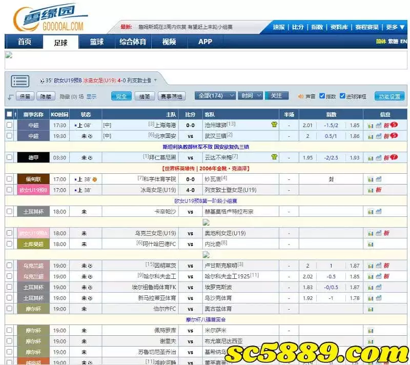 goooal足球即時比分