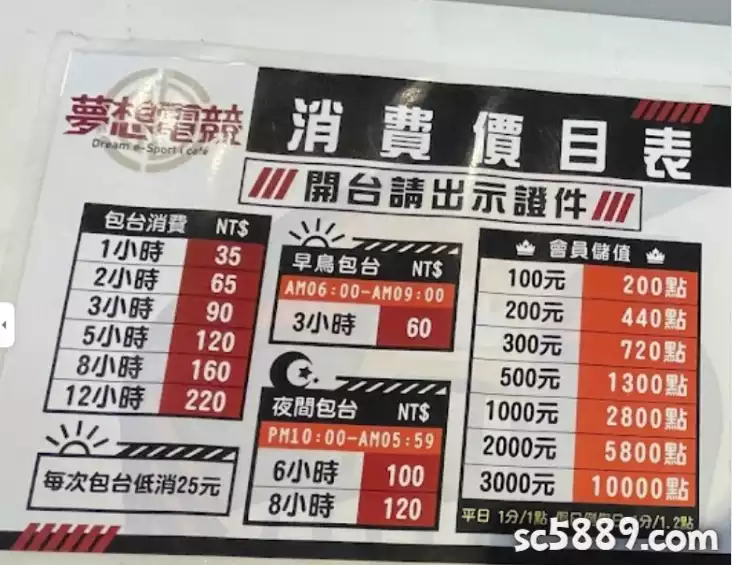 夢想電子競技館收費費用